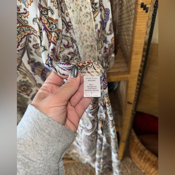 Floral Long Kimono with Cream Accents by GiGio - Picture 6 of 6